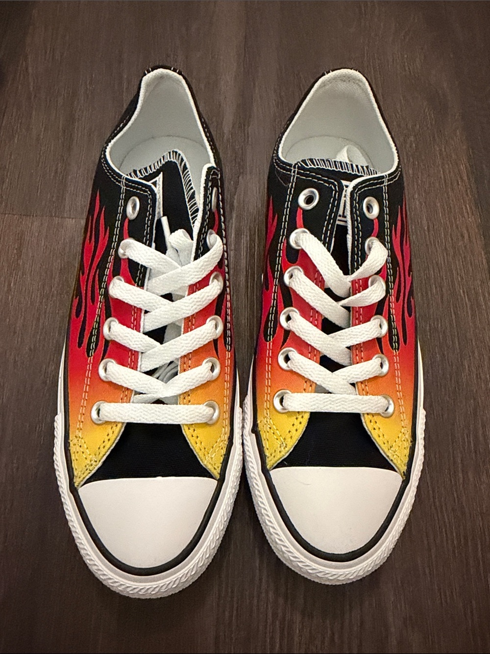 Converse Flame Canvas Low-Top Sneakers - Red/Orange/Yellow NEVER WORN